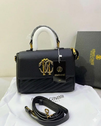 Roberto Cavalli Monogram Crest Top-Handle Shoulder Bag 