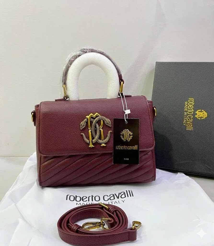 Roberto Cavalli Monogram Crest Top-Handle Shoulder Bag 