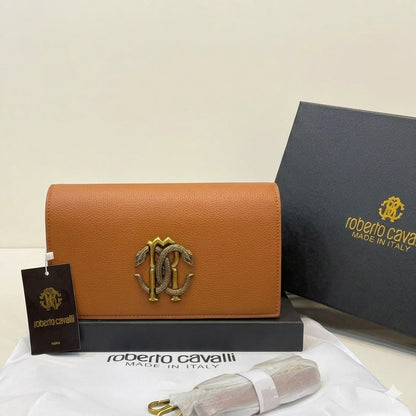 Roberto Cavalli Monogram Flap Chain Shoulder Bag