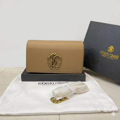 Roberto Cavalli Monogram Flap Chain Shoulder Bag