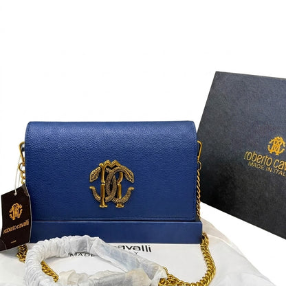 Roberto Cavalli Monogram Flap Chain Shoulder Bag