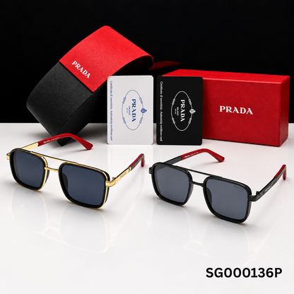 Prada Rectangular Double Bridge Sunglasses