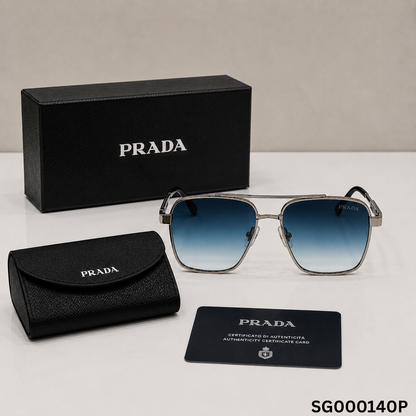 Prada Gradient Square Metal Frame Sunglasses