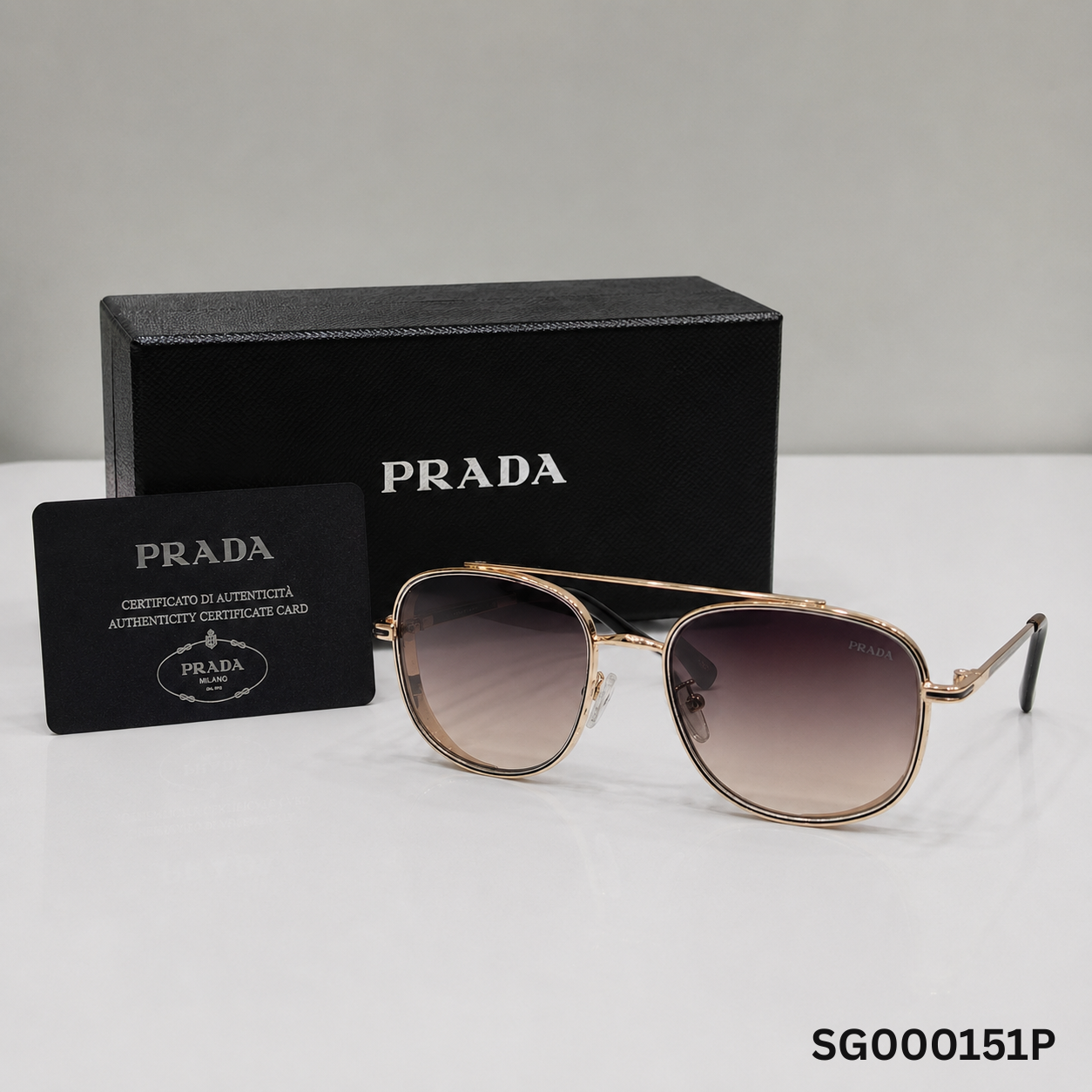 Prada Gold Aviator Gradient Sunglasses