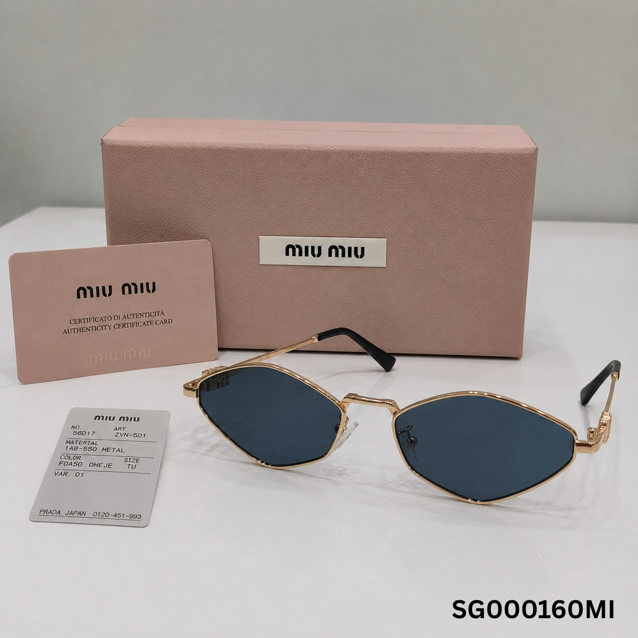 Miu Miu Gold Geometric Slim Sunglasses