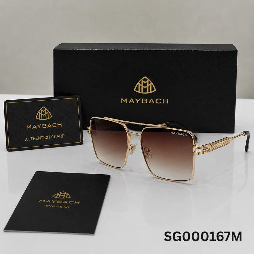 Maybach Gold Oversized Navigator Gradient Sunglasses