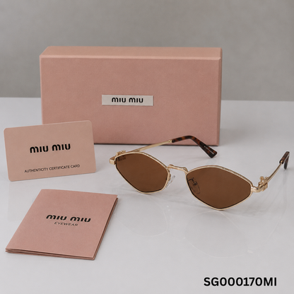 Miu Miu Gold Slim Oval Gradient Sunglasses