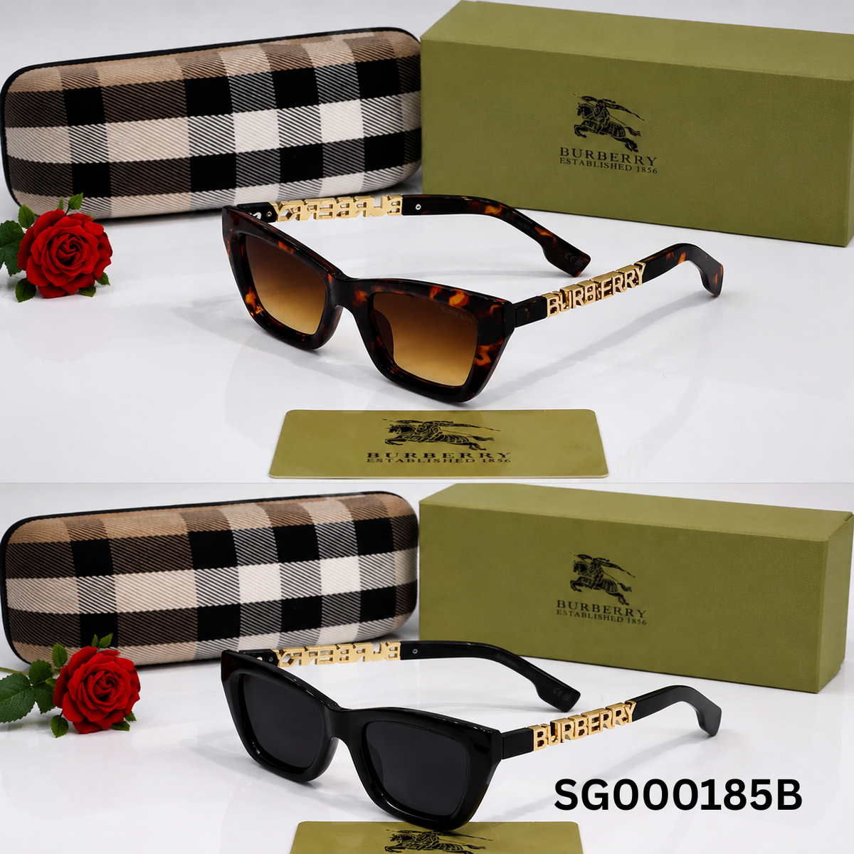 Burberry Logo Temple Cat Eye Sunglasses