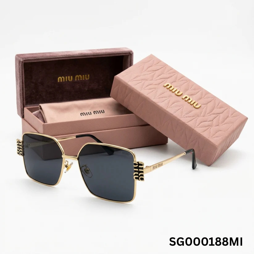 Miu Miu Luxe Square Metal Sunglasses