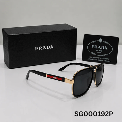 Prada Linea Rossa Square Aviator Sunglasses – Black & Gold Edition