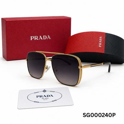 Prada Signature Gold Square Sunglasses