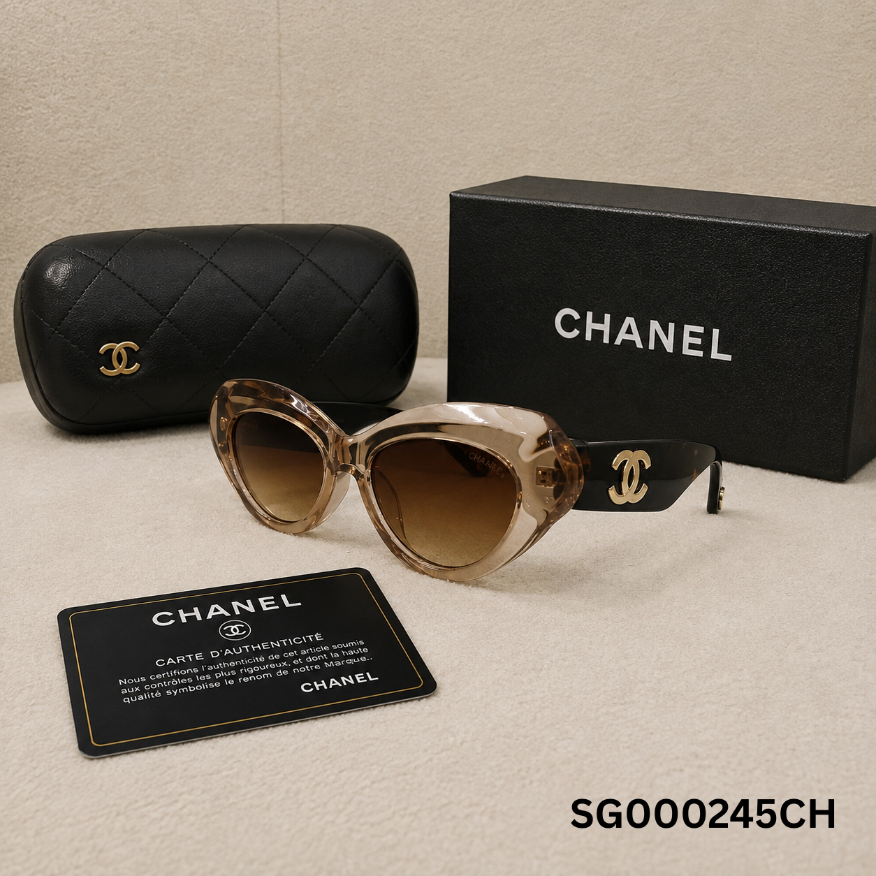 Chanel Crystal Beige Butterfly Sunglasses