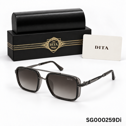 DITA Double-Bridge Square Sunglasses – Smoke Grey