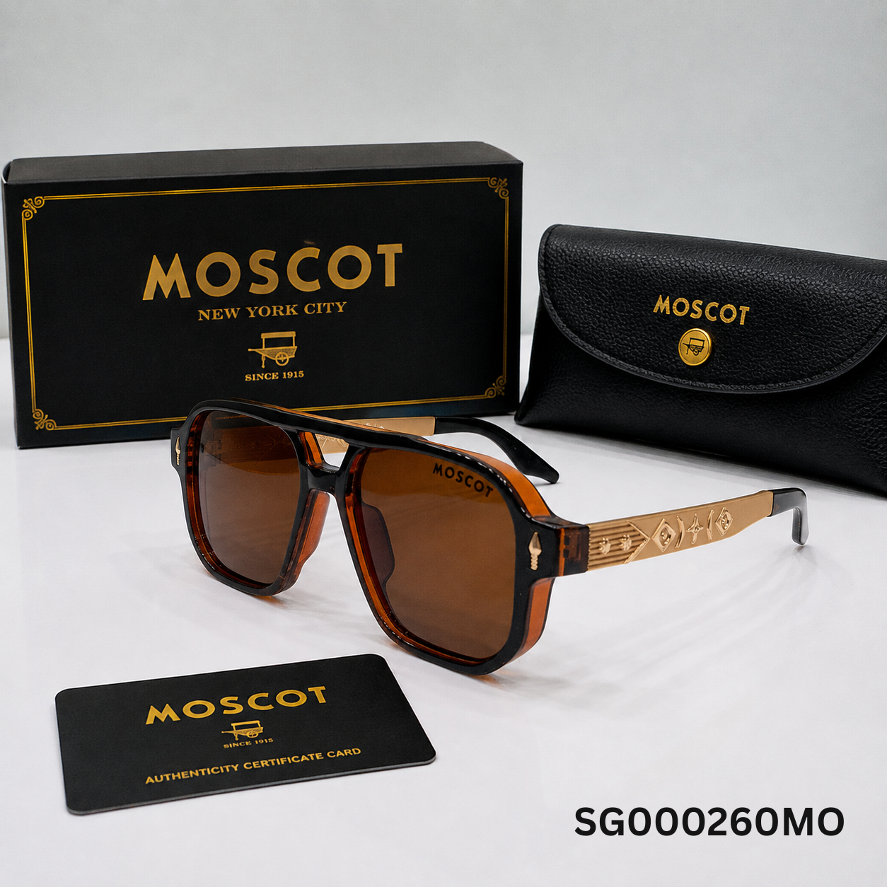 MOSCOT Brown Square Aviator Sunglasses