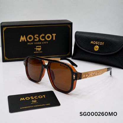 MOSCOT Brown Square Aviator Sunglasses