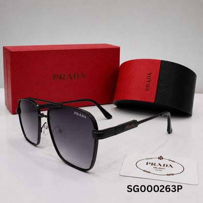 Prada Black Square Double-Bridge Gradient Sunglasses