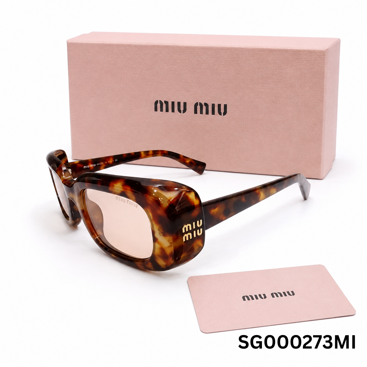 Miu Miu Havana Bold Rectangle Sunglasses
