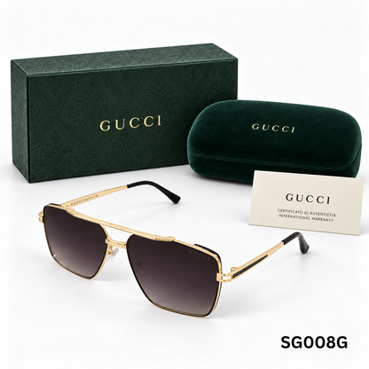 Gucci Navigator Square Sunglasses – Gold and Black