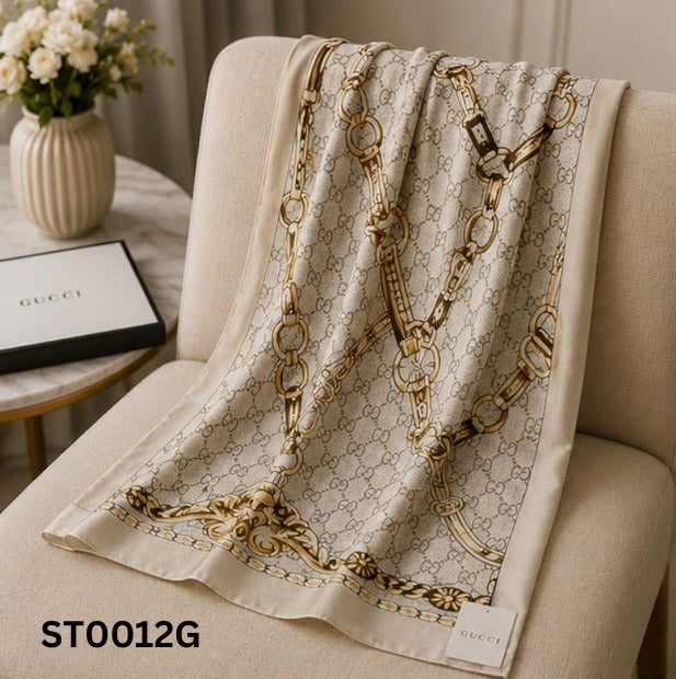Gucci Horsebit Chain Silk Blend Luxury Stole