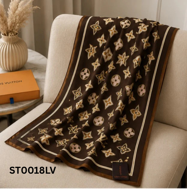 Louis Vuitton Monogram Silk Blend Luxury Stole – Chocolate Brown Edition