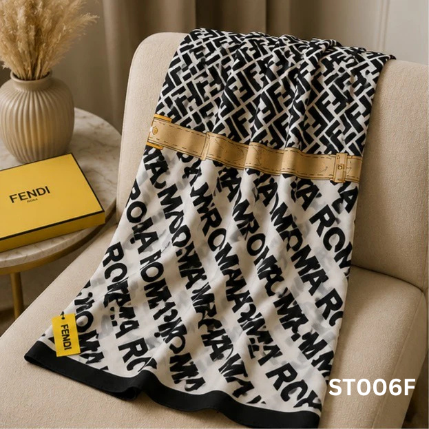 Fendi FF Monogram Roma Silk Blend Luxury Stole