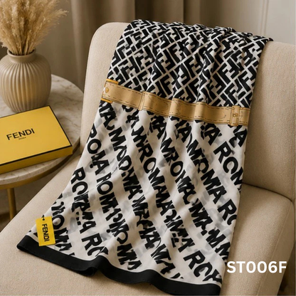 Fendi FF Monogram Roma Silk Blend Luxury Stole
