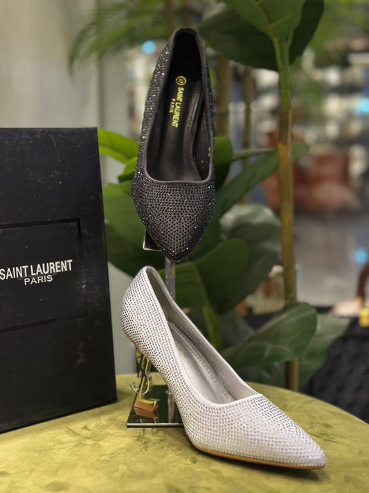 Saint Laurent Crystal-Embellished Pointed-Toe Pumps