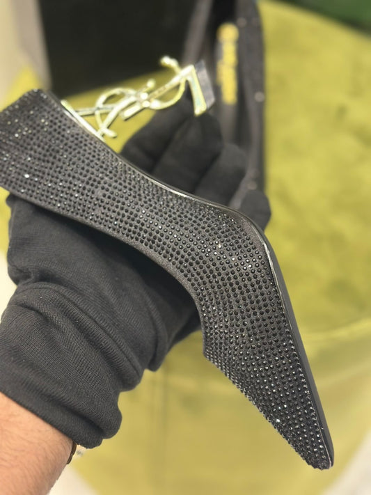 Saint Laurent Crystal-Embellished Pointed-Toe Pumps