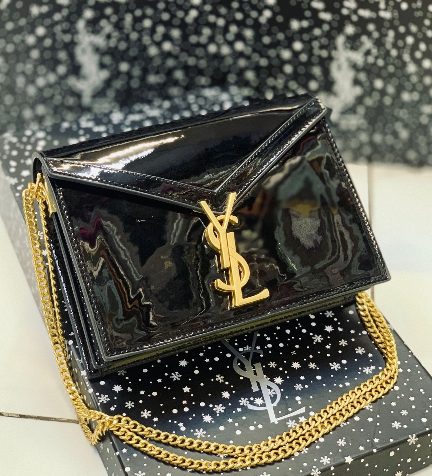 Saint Laurent Style Monogram Chain Shoulder Bag