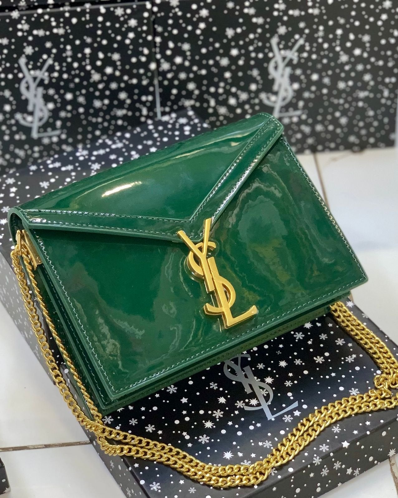 Saint Laurent Style Monogram Chain Shoulder Bag