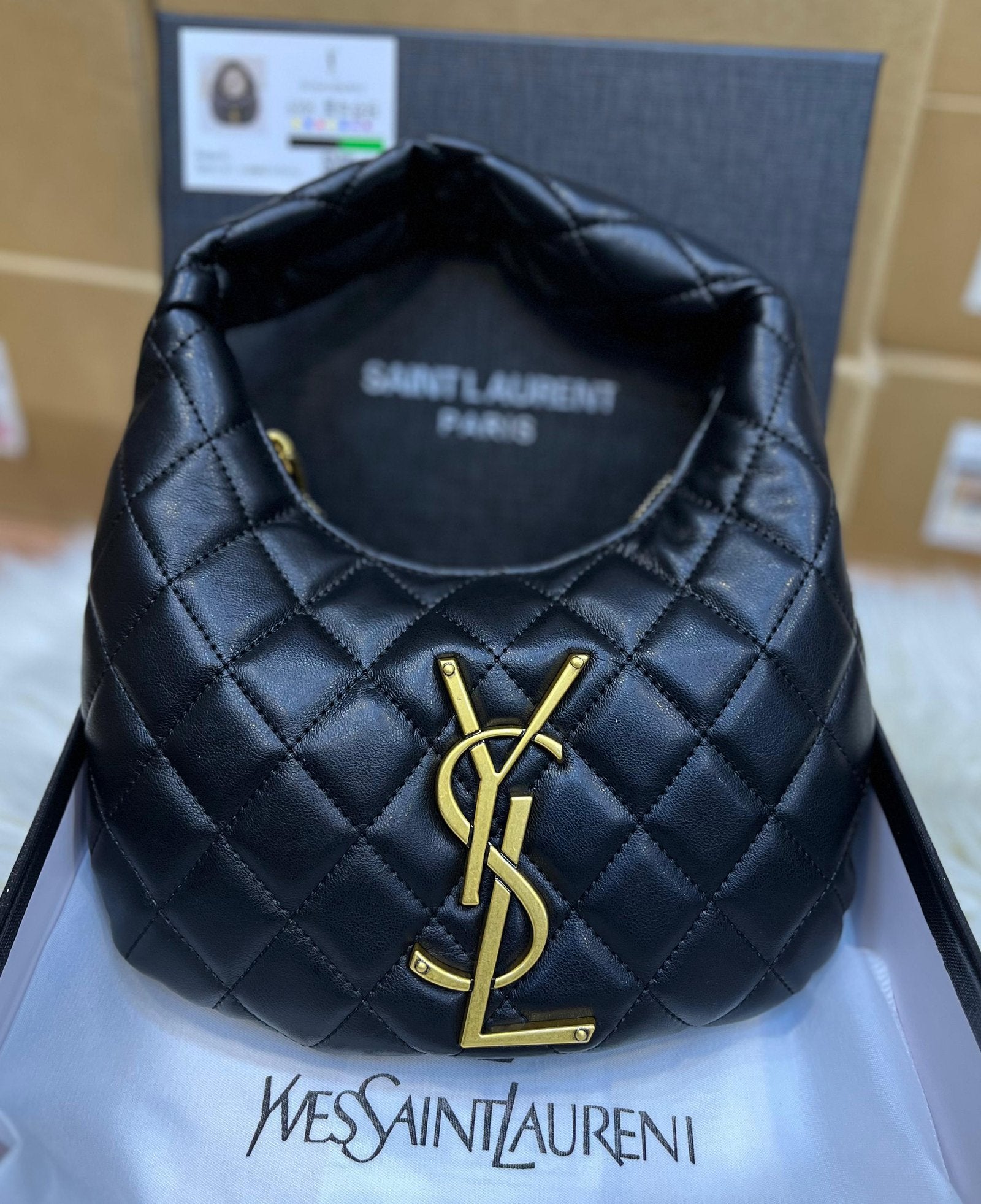 Saint Laurent YSL Quilted Mini Monogram Hobo Bag