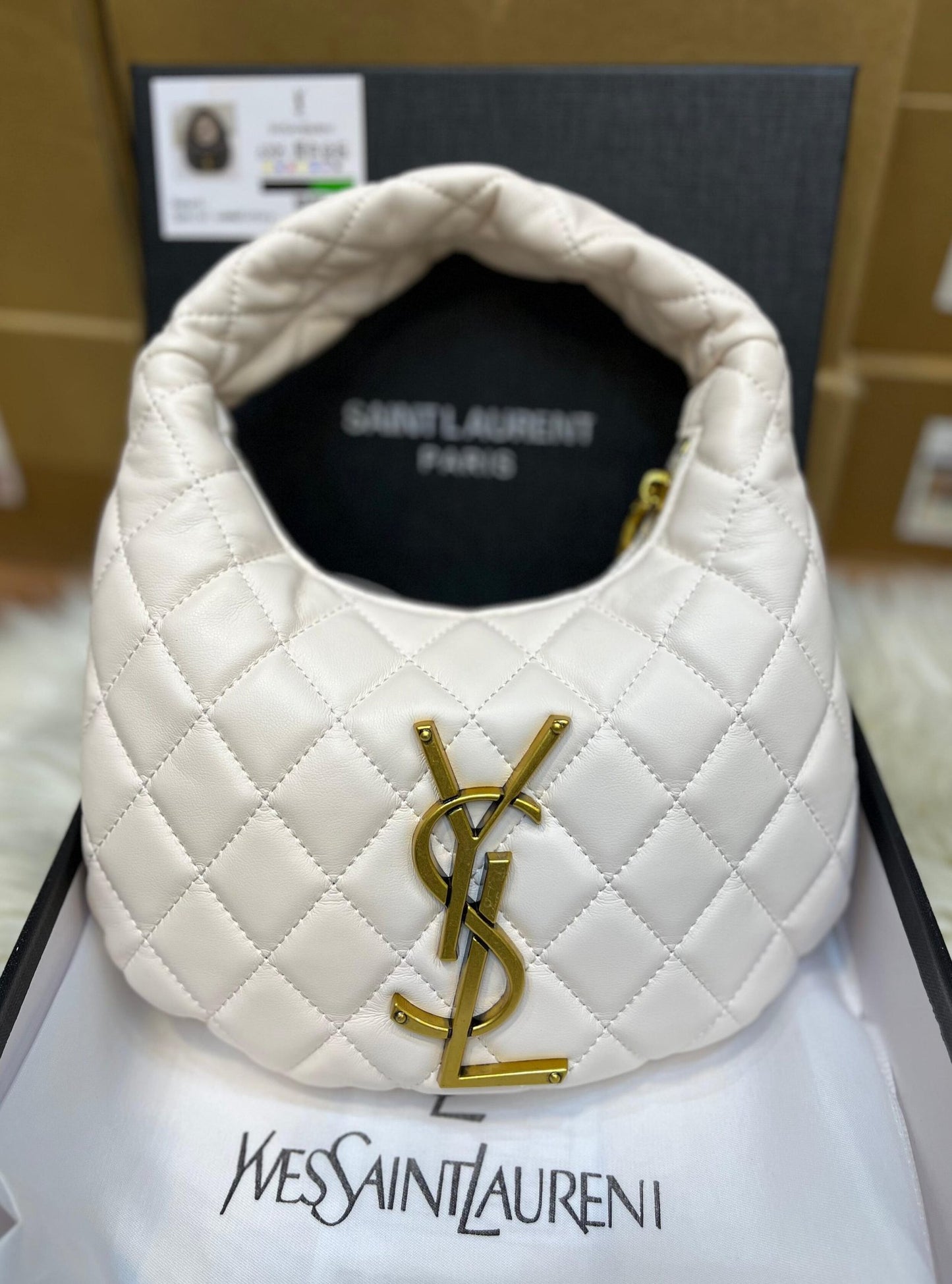 Saint Laurent YSL Quilted Mini Monogram Hobo Bag