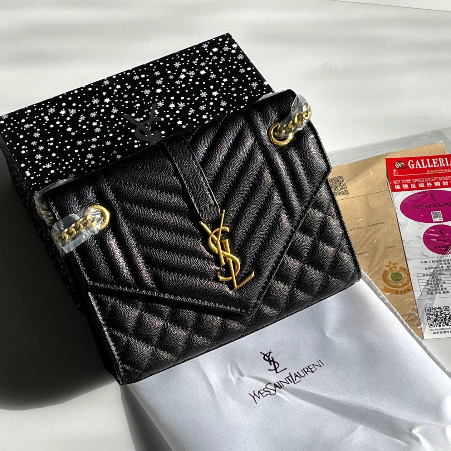 Saint Laurent Envelope Medium Chain Bag (Matelassé Leather)