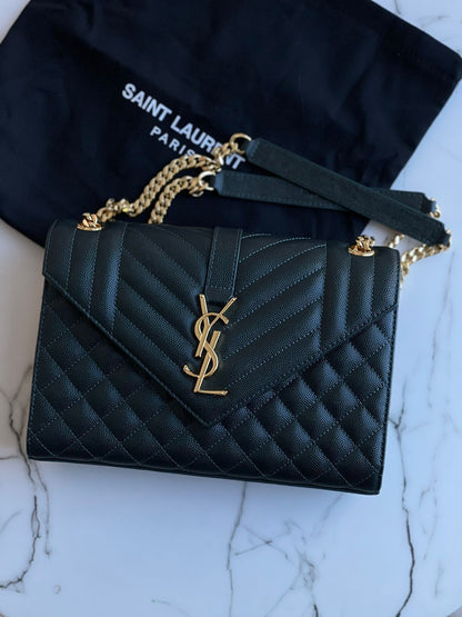 Saint Laurent Envelope Medium Chain Bag (Matelassé Leather)