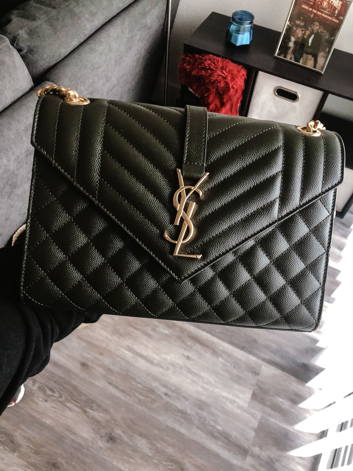 Saint Laurent Envelope Medium Chain Bag (Matelassé Leather)