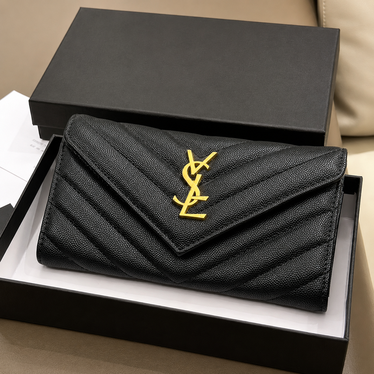 Saint Laurent Monogram Envelope Flap Wallet