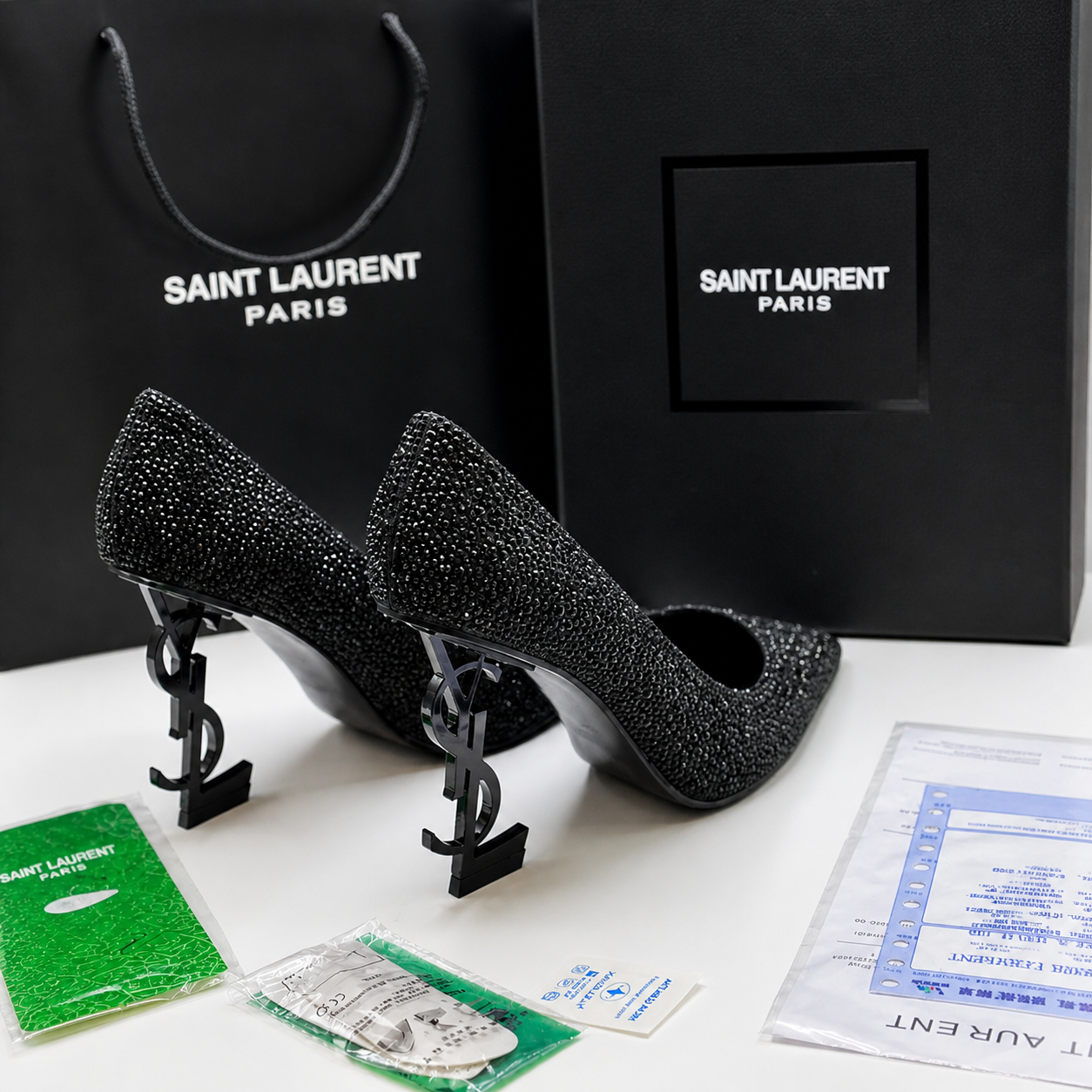Saint Laurent Opyum Crystal Embellished Pumps (YSL Heel)