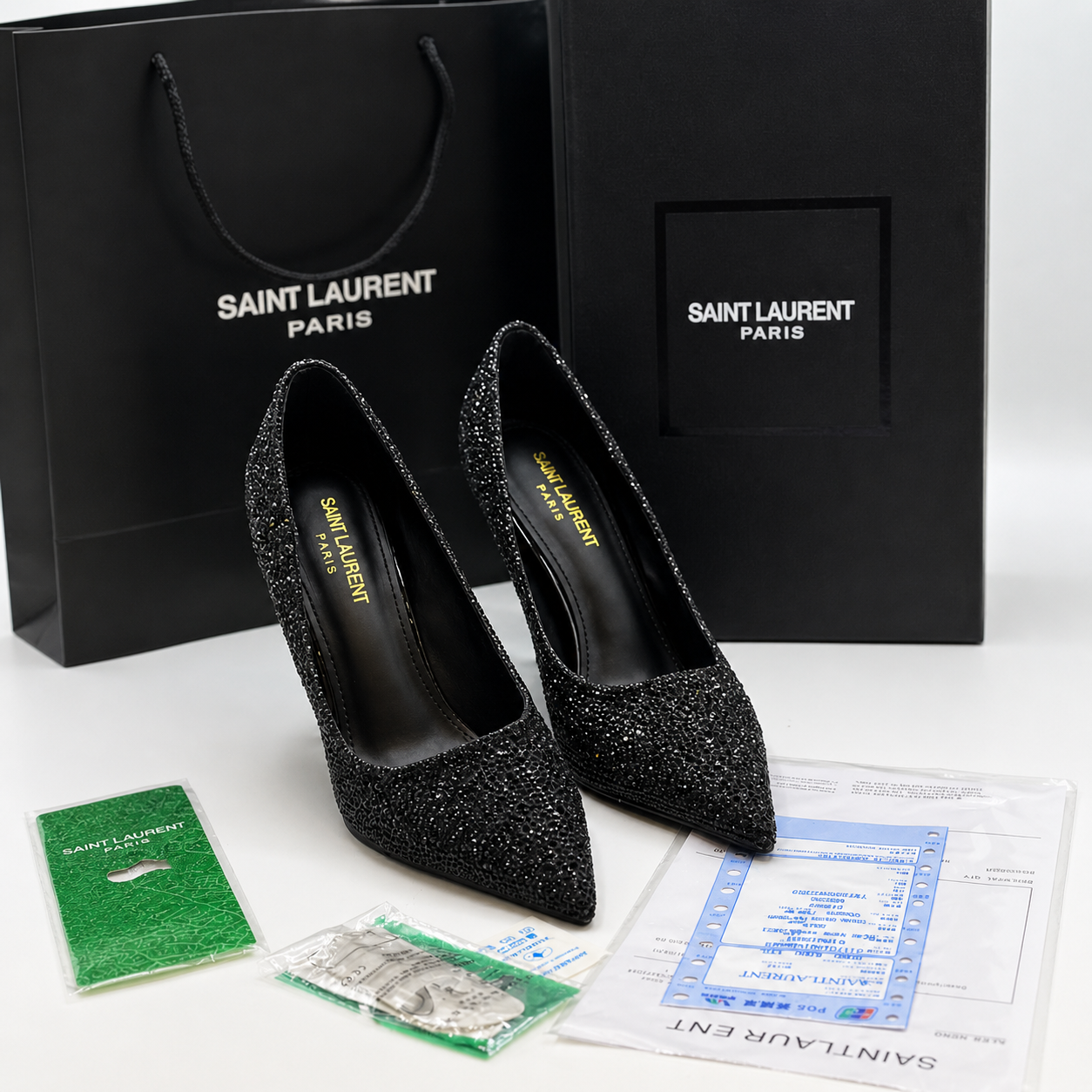 Saint Laurent Opyum Crystal Embellished Pumps (YSL Heel)