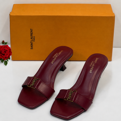 Saint Laurent Opyum Leather Mule Heels