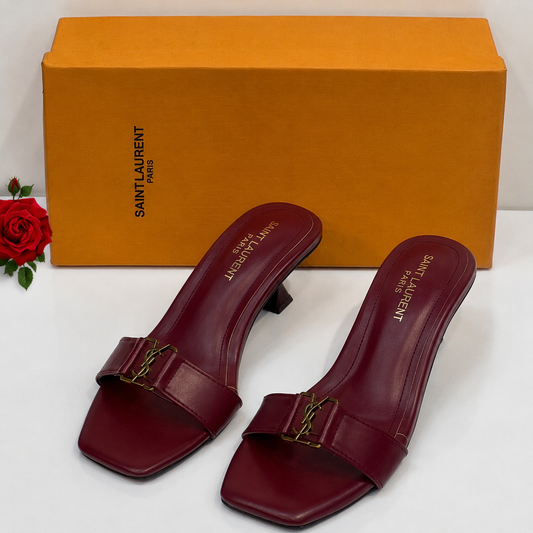 Saint Laurent Opyum Leather Mule Heels