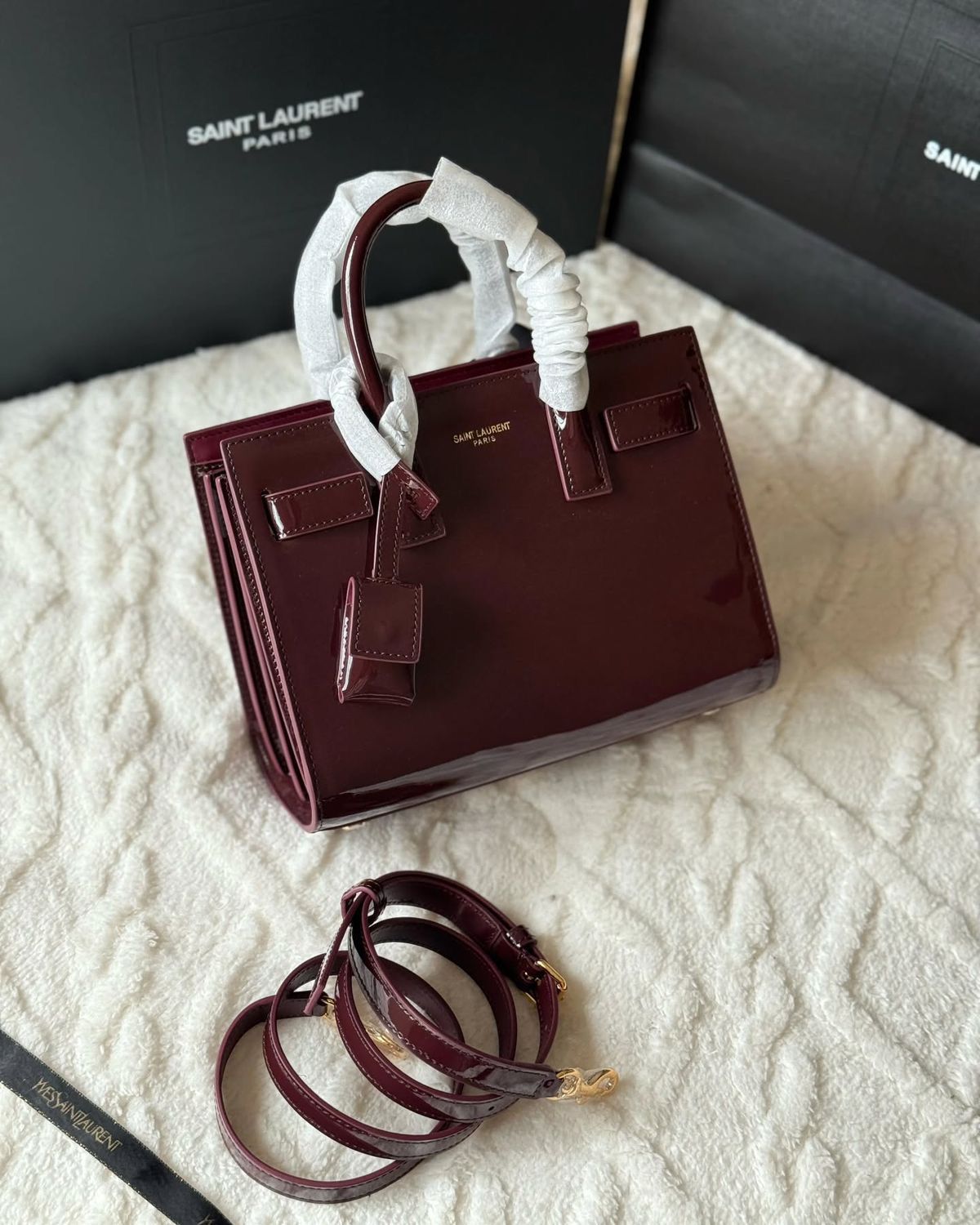 Saint Laurent Style Patent Mini Sac Tote