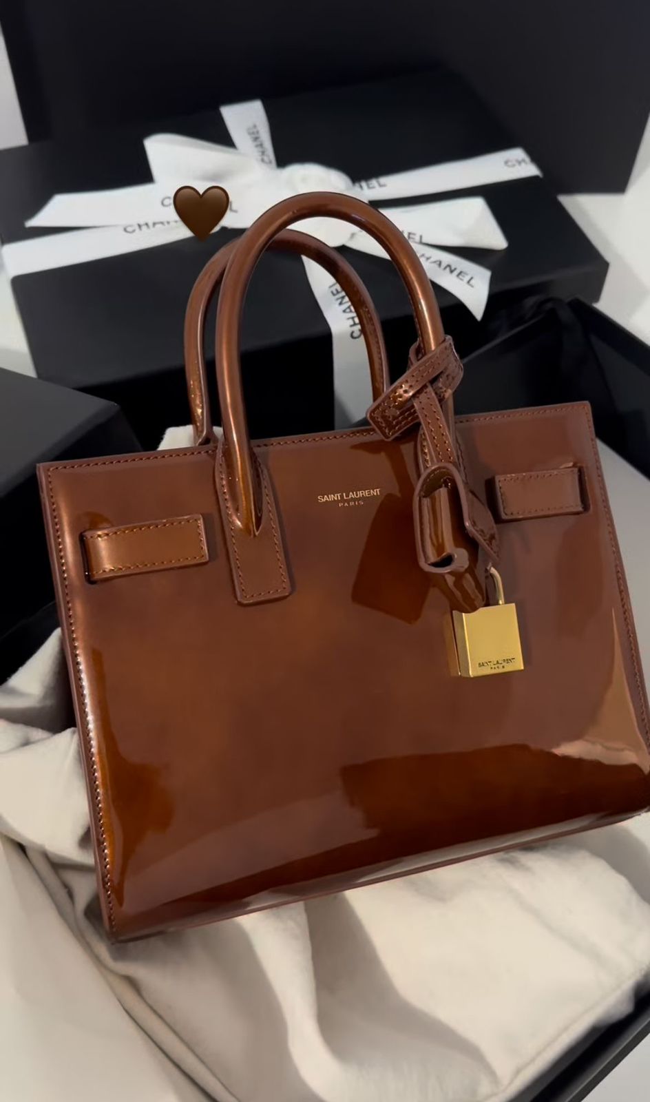 Saint Laurent Style Patent Mini Sac Tote