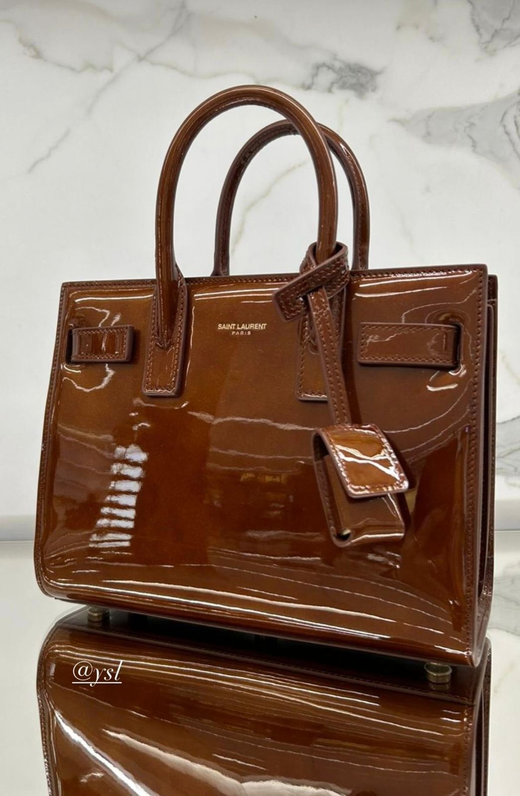 Saint Laurent Style Patent Mini Sac Tote