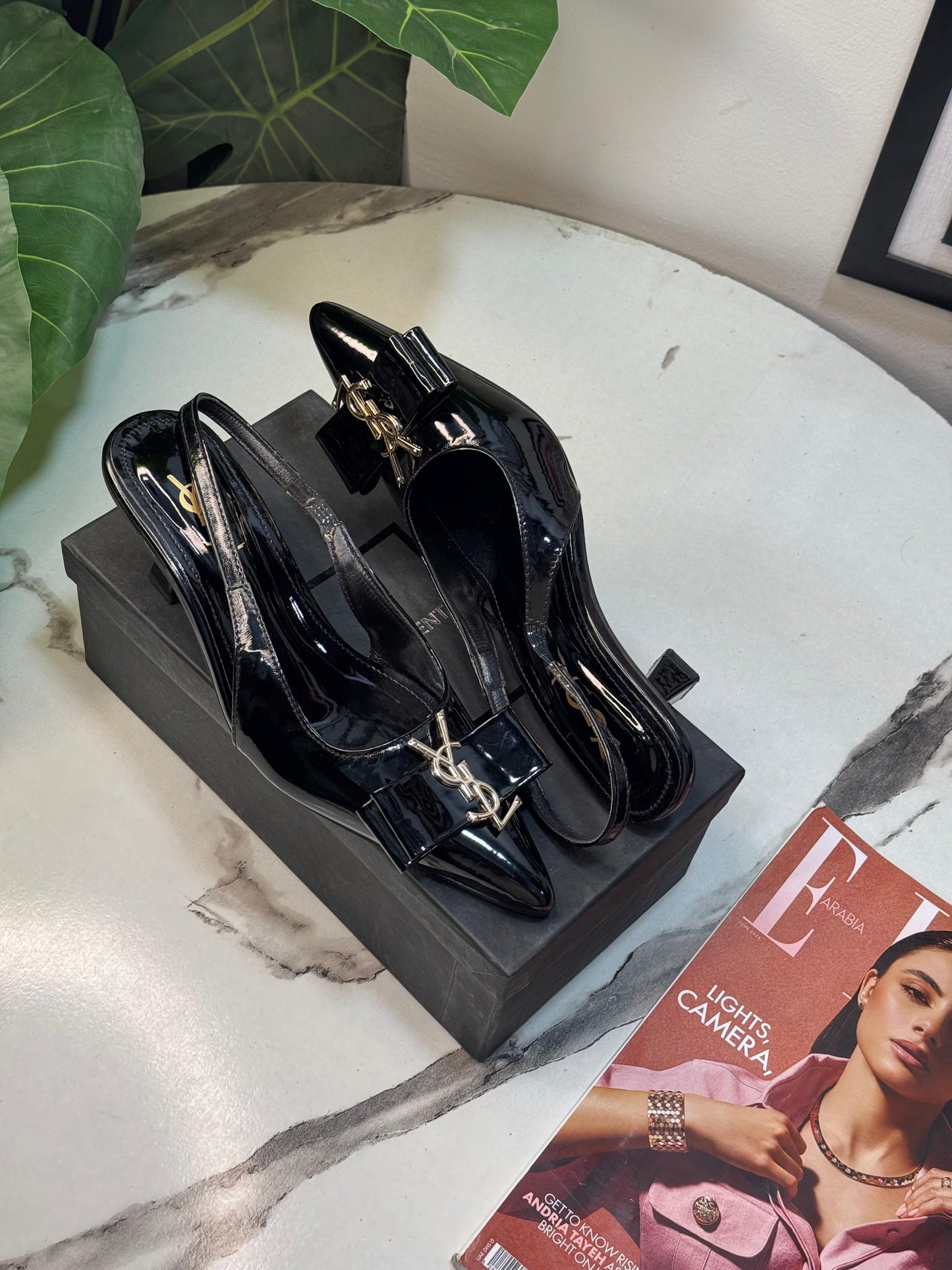 Saint Laurent Style YSL Patent Slingback Heels