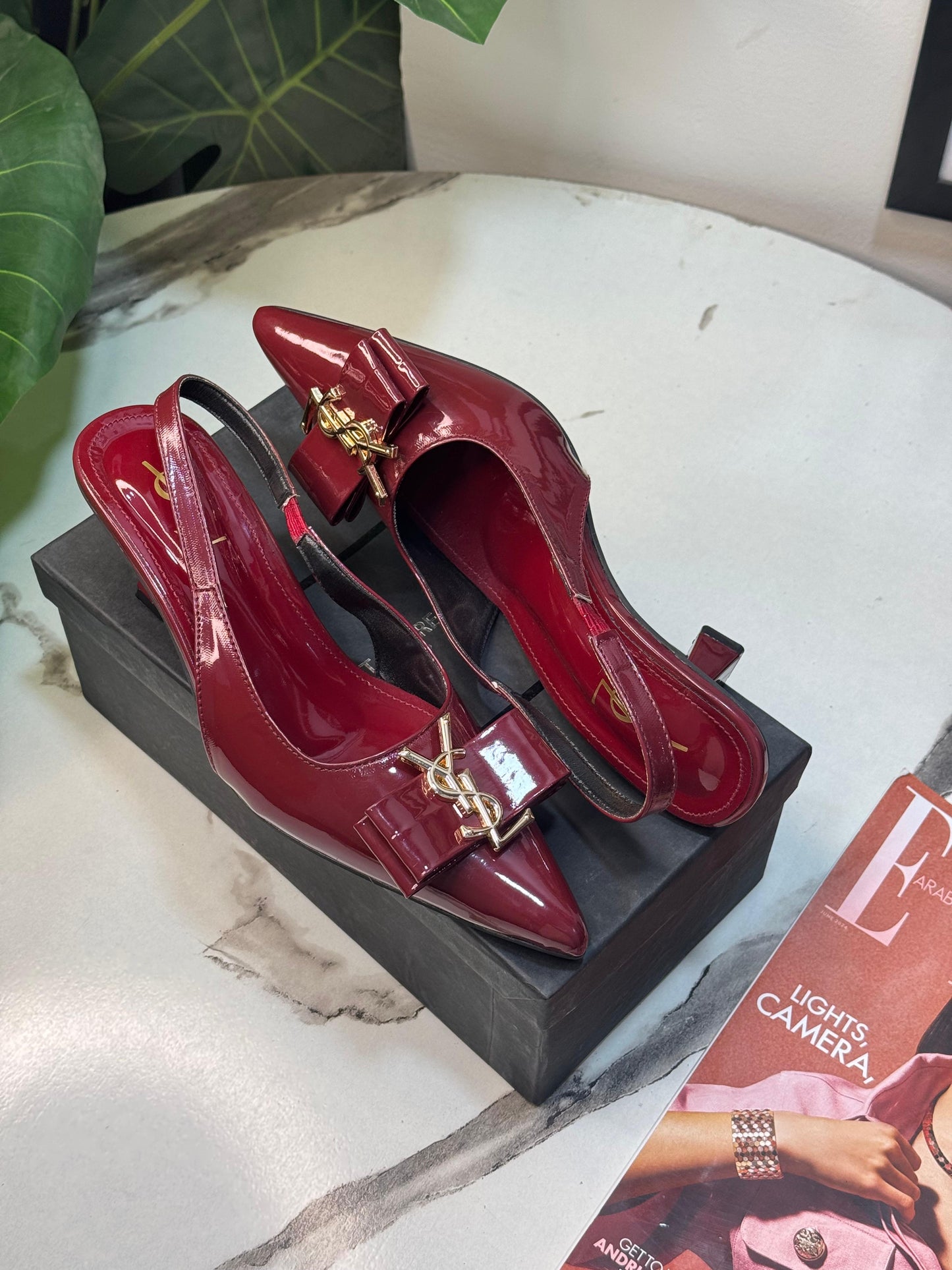 Saint Laurent Style YSL Patent Slingback Heels