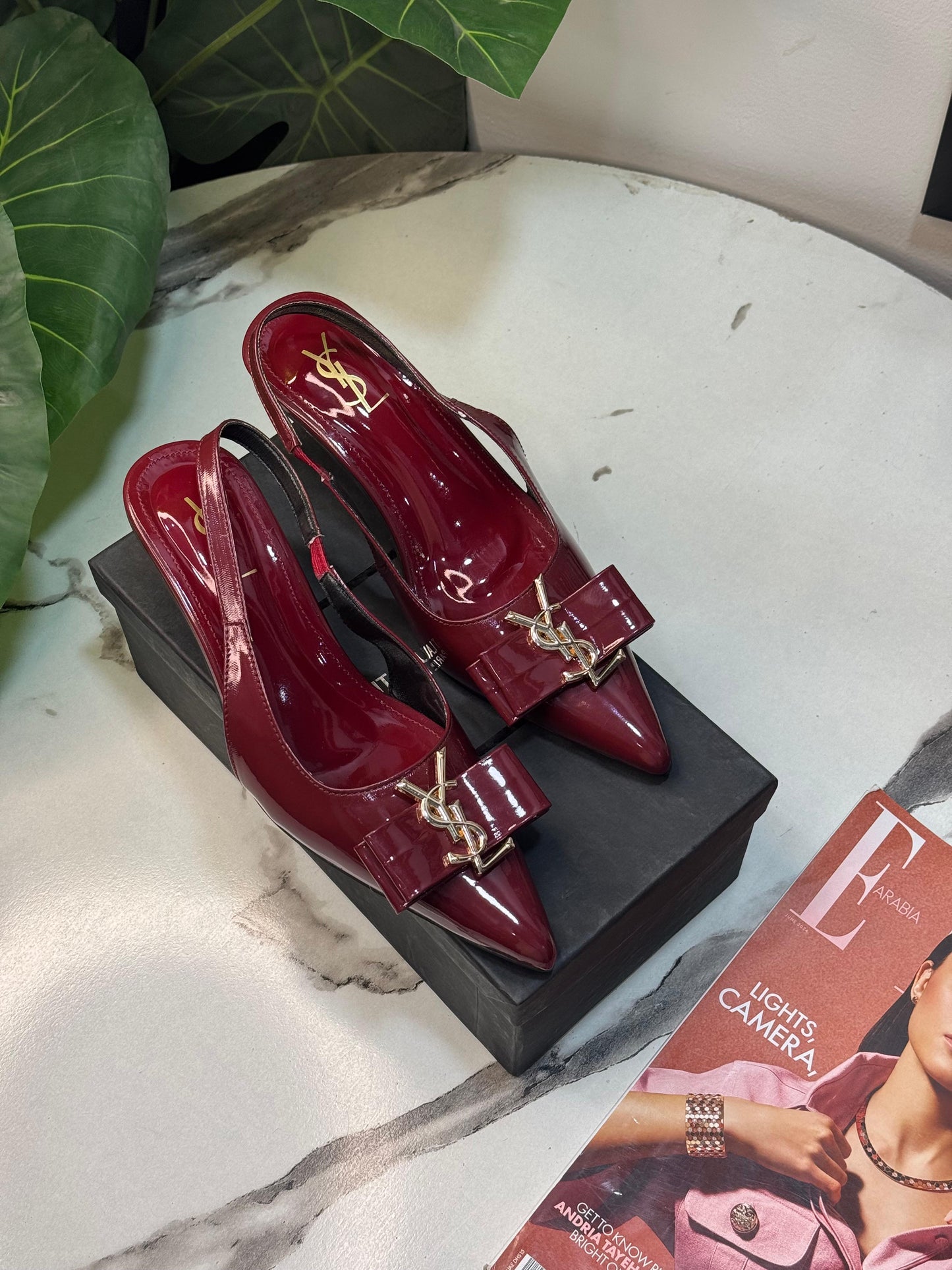 Saint Laurent Style YSL Patent Slingback Heels