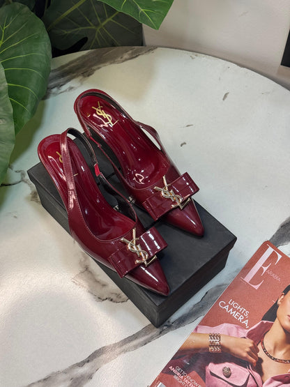 Saint Laurent Style YSL Patent Slingback Heels