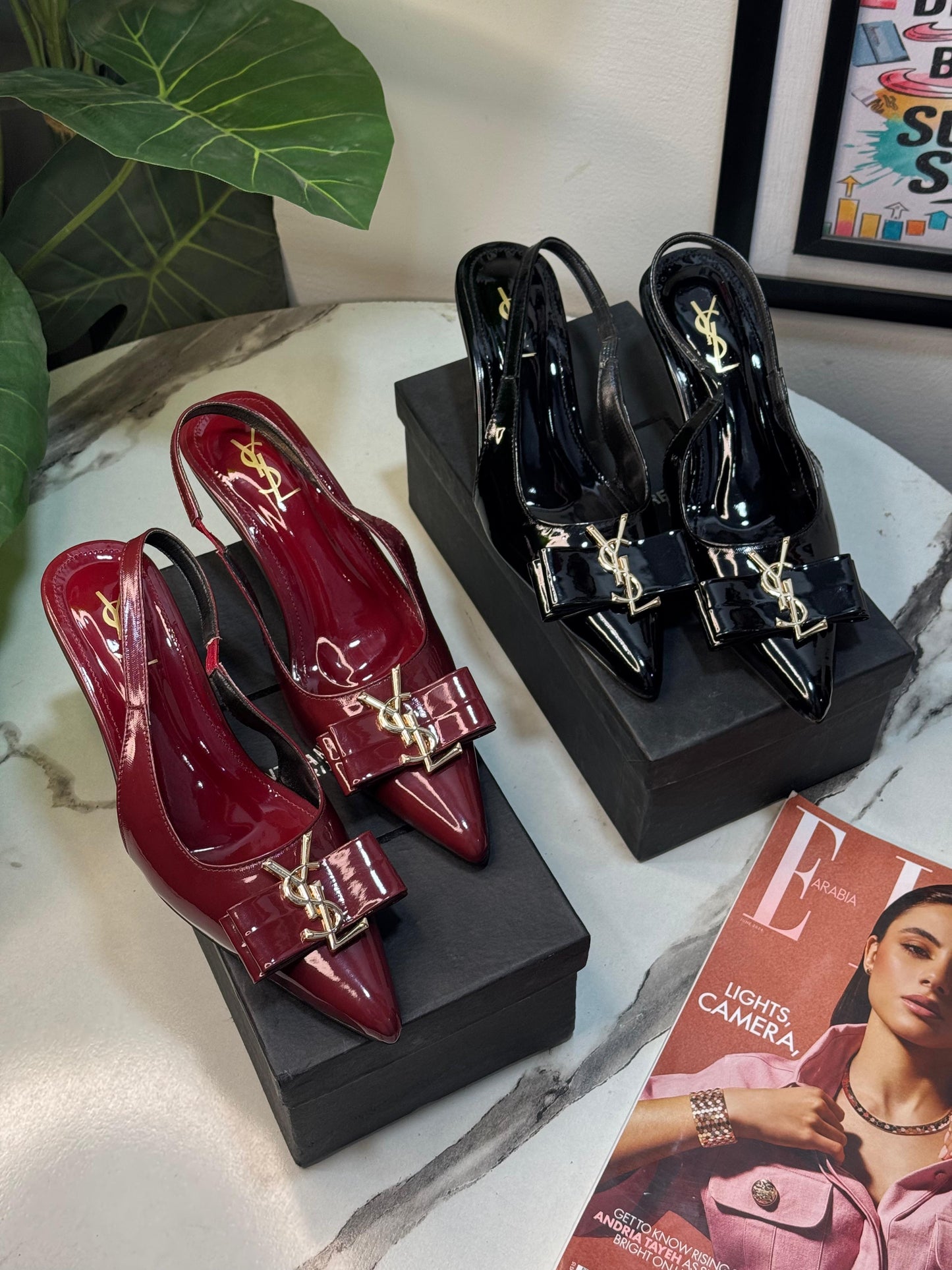 Saint Laurent Style YSL Patent Slingback Heels