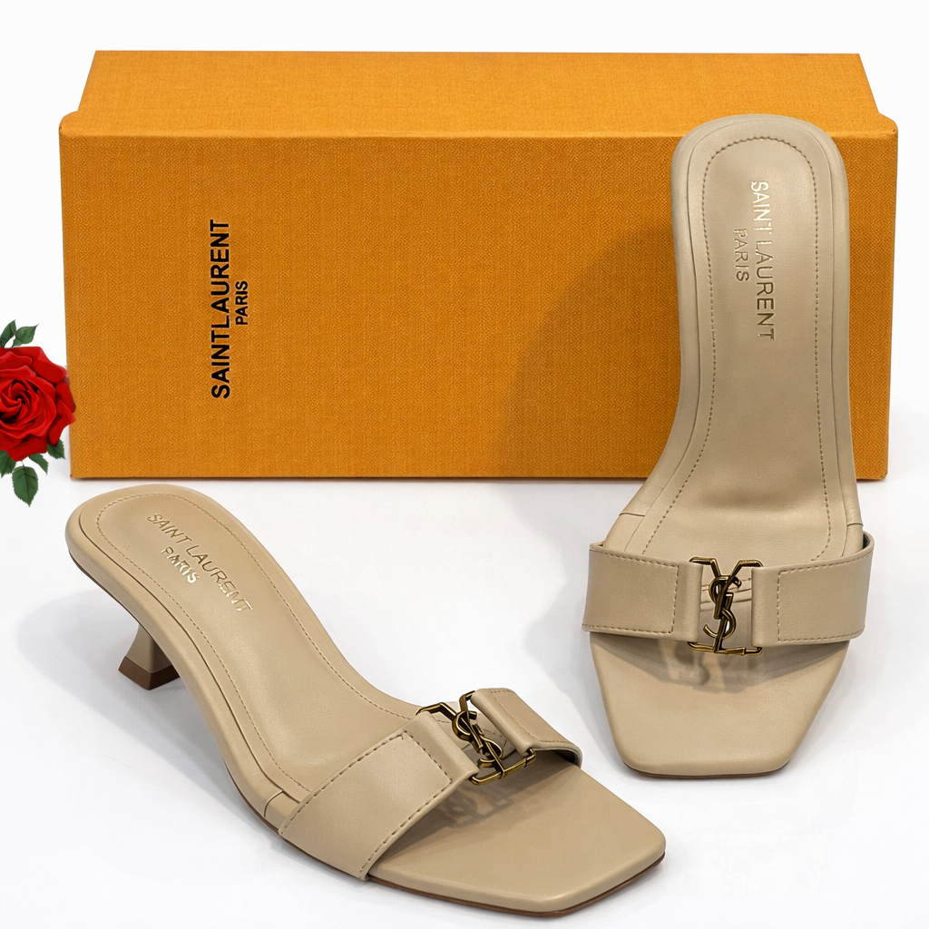 Saint Laurent YSL Logo Mule Heels