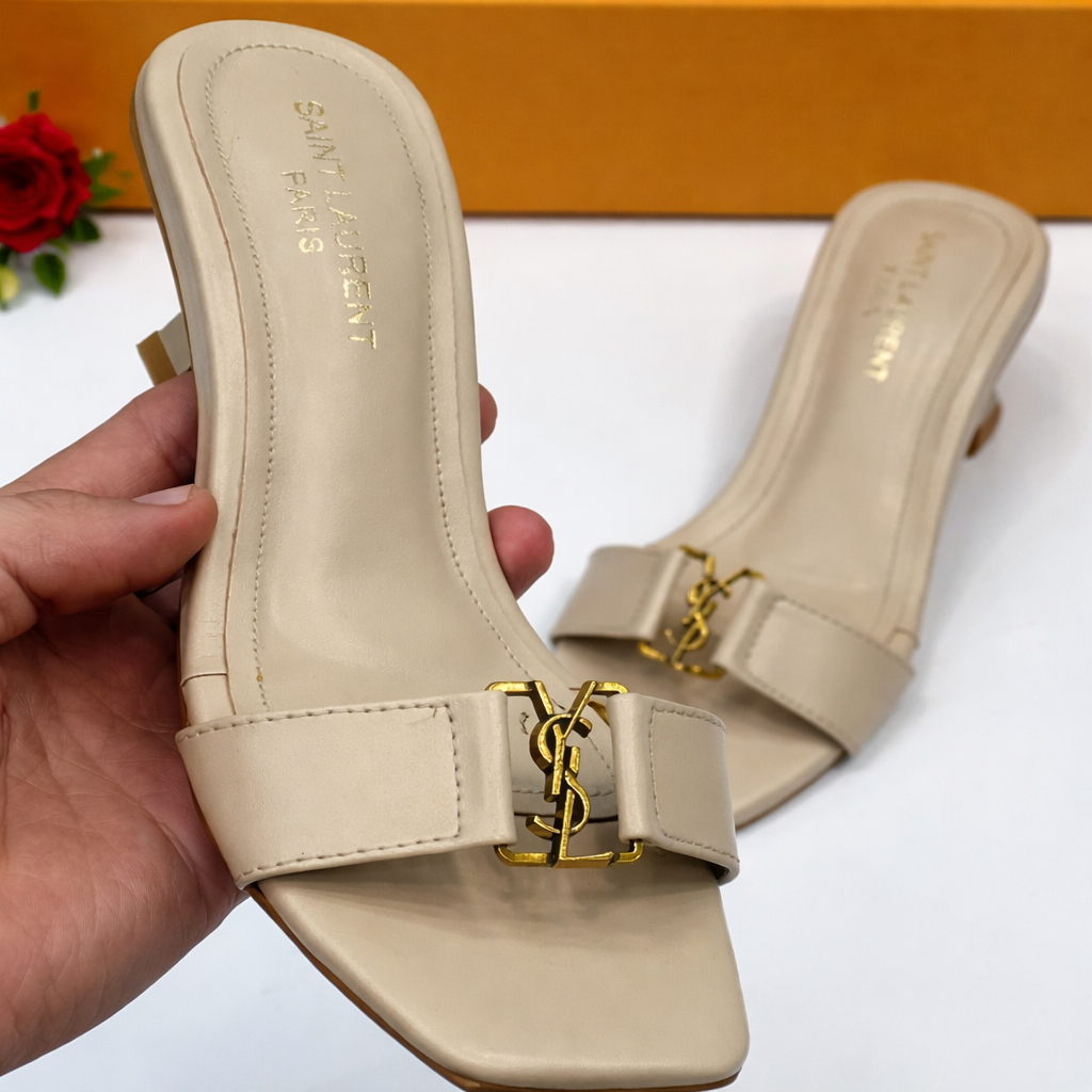 Saint Laurent YSL Logo Mule Heels